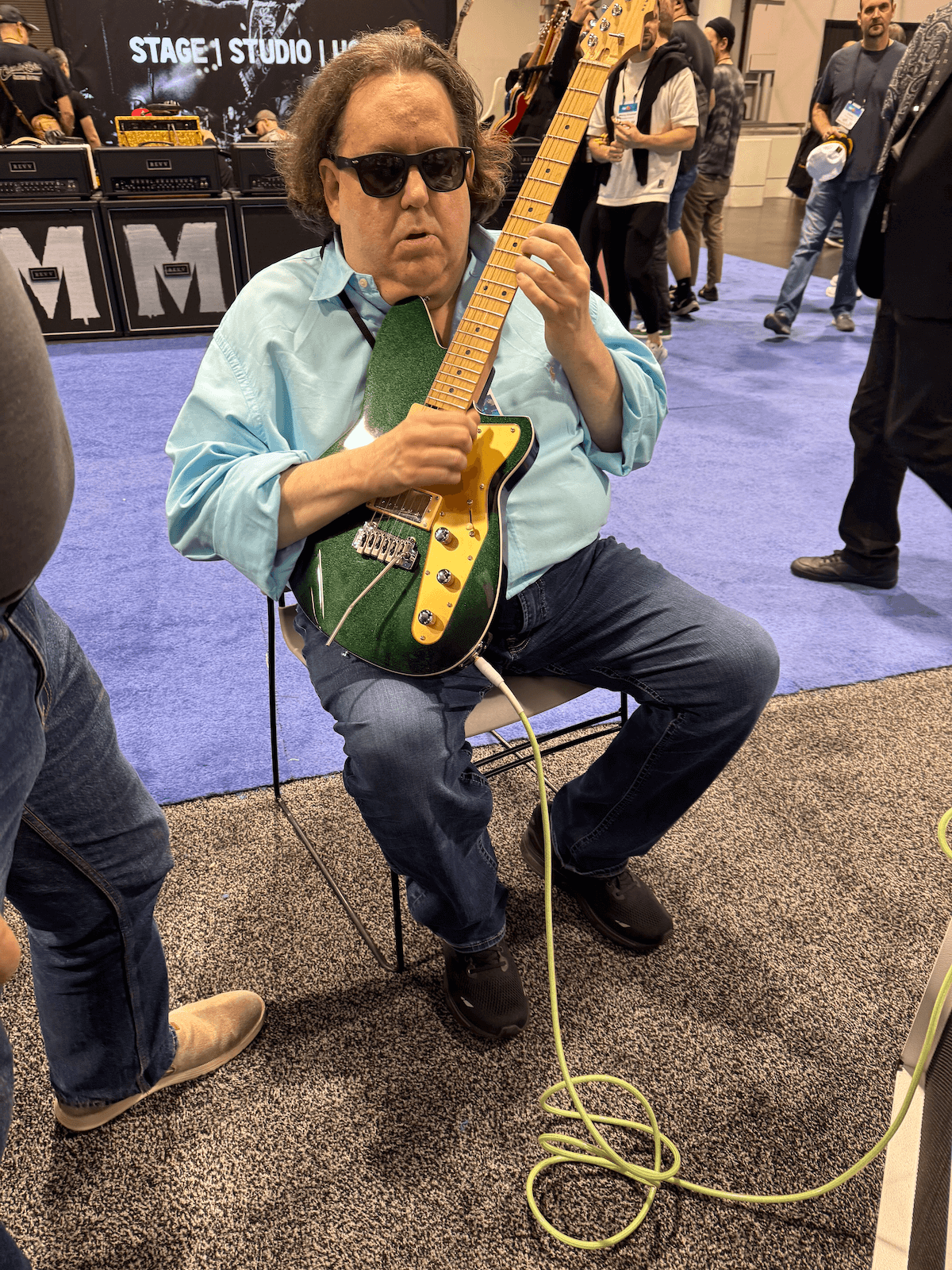 Joey playing Reverend gtr at NAMM24