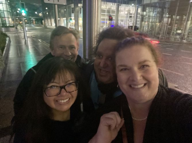 Joey, Jen, David Baker and Thuy Huang in Canary Wharf London Nov 2022
