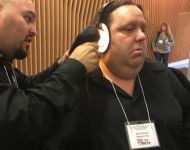 Joey getting 3-D image of ear done by Tiago at Ultimate Ears
