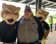 Joey with Ozzie and Annie at Kane County Cougars game