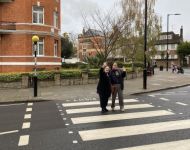 Joey and Jen at the famous Abbey Road crosswalk in London November 2022